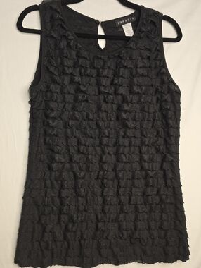 Janeric Black Tiered Ruffle Sleeveless Tunic